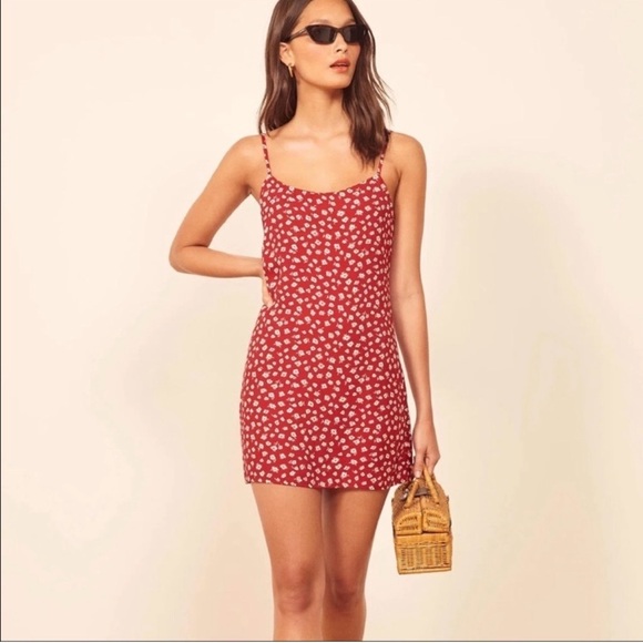 Reformation Lindsey Red Floral Dress Size 4 - Picture 2 of 8